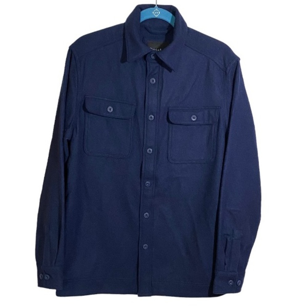 Christian Lacroix Wool Blend Shirt Jacket Long Sleeve Button Front Navy Small
